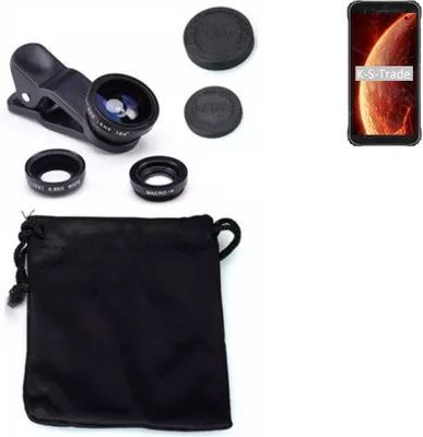Produktbild von K-S-Trade Smartphone Kamera Linsen Set Kompatibel mit Blackview BV4900 3in1 Clip-On Kamera Adapter Macro Weitwinkel FishEye Fischauge Objektiv Linse