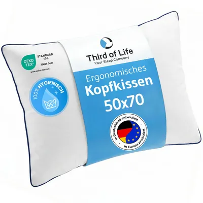 Produktbild von Kopfkissen 50x70 inSPIRO, Premium Kissen von Schlafexperten entwickelt, Ergonomisches Schlafkissen für Seitenschläfer, Rückenschläfer, Bauchschläfer, Ideales HWS Nackenkissen, Pillow EU