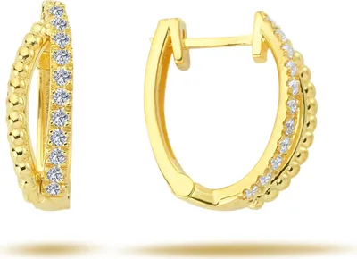 Produktbild von Creolen Diamanten Brillant Schliff Ohrringe 14 Karat 585'er Gelbgold