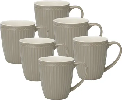 Produktbild von Greengate Alice Becher mit Henkel warm grey 0,4 l Set6