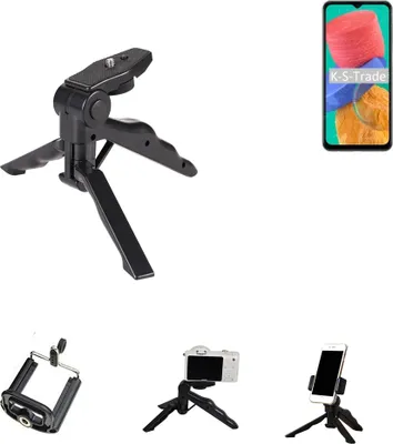 Produktbild von K-S-Trade Stativ Tisch-Ständer Dreibein Handy-Stativ Ständer kompatibel mit Samsung Galaxy M33 5G Mini-Stativ Smartphone Tripod Handy-Stativ aus