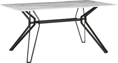 Zdjęcie produktu dla BELIANI Stół do jadalni okleina z efektem marmuru czarne metalowe nogi szklany blat prostokątny 160 x 90 cm nowoczesny design