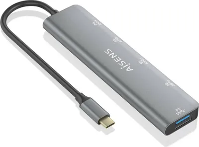 Productafbeelding van AISENS A109-0857, USB 3.2 Gen 1 (3.1 Gen 1) Type-C, USB 3.2 Gen 1 (3.1 Gen 1) Type-A, USB 3.2 Gen 1 (3.1 Gen 1) Type-C, 5 Mbit/s, grijs, 100 W, 0,15 m