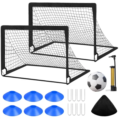 Productafbeelding van Voetbaldoel 2-delig, opvouwbaar, glasvezelstangen, doelnetten, voor tuin