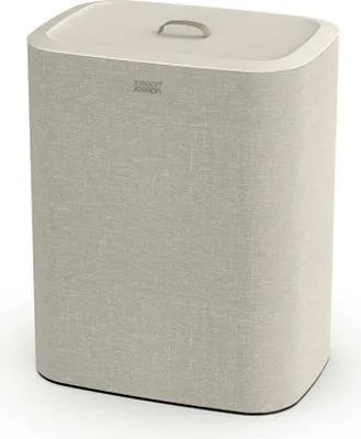 A laundry basket with a lid and a handle on top, shown against a white background.