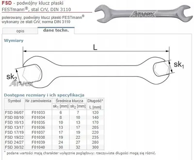 Produktbild von Festmann Doppel-Maulschlüssel 10/13mm CrV Stahl