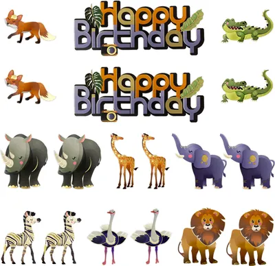 Produktbild von Oblique Unique Happy Birthday Konfetti Set 18 Stk. farbenfrohe Tiere zum Spielen für Kinder Kindergeburtstag Deko