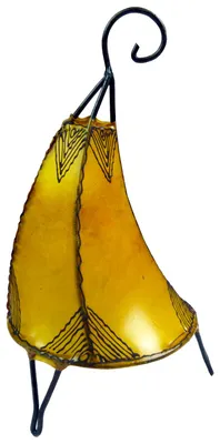Zdjęcie produktu dla Lampa orientalna Lampa z henny Marokańska lampa skórzana Lampa stołowa Lampa podłogowa Henna Tissir Orient 35-38 cm, żółta