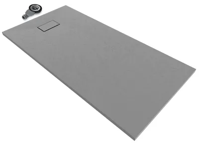 Produktbild von i-flair SMC Duschwanne 180x90 cm – 26 mm flach inkl. Ablaufgarnitur mit Deckel, Grau