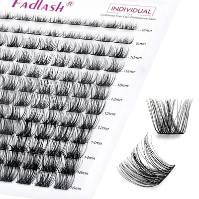 Productafbeelding van Kunstwimpers, losse wimperextensions, zelf aan te brengen, wimperclusters, 0,07 mm, D-krul, zwart, 96 stuks