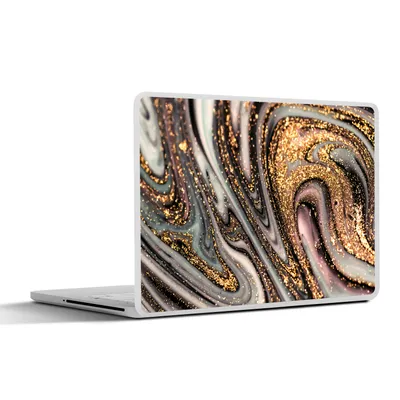 Produktbild von MuchoWow® Laptop Aufkleber Sticker Cover Marmoroptik - Gold - Glitter - Luxus - Marmor - Weiß 32.5x23.5 cm - Sticker für Laptop - Selbstklebend