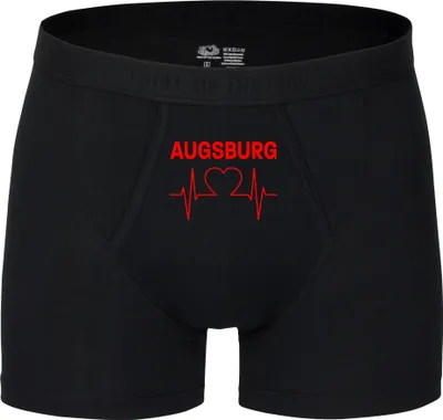Produktbild von multifanshop Herren Boxer Short - Augsburg - Herzschlag, schwarz, Größe M
