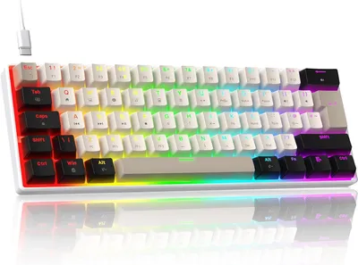 Produktbild von ZIYOULANG MK21 Mechanische Gaming-Tastatur 60% UK-Layout 61-Tasten Hot-Swap RGB Beleuchtung Anti-Ghosting Roter Switch für PC, Mac, Gamer, Büro