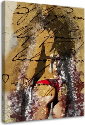 Produktbild von Leinwandbild frau im bikini vintage 40x60 cm Feeby beige wandbild bereit zum aufhängen