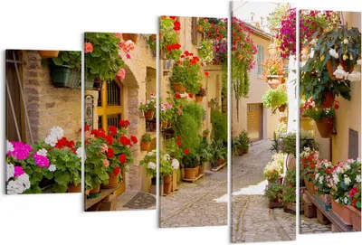 Produktbild von Bild auf Leinwand - Leinwandbild - Blume Straße Haus - 150x100cm - Wand Bild - Wanddeko - Leinwanddruck - Bilder - Kunstdruck - Wanddekoration - Leinwand bilder - Wandkunst - EG150x100-3586