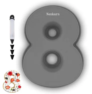 Immagine prodotto di Stampo in silicone a forma di numero 8, grande, 25 cm, con applicatore per decorazioni, privo di BPA