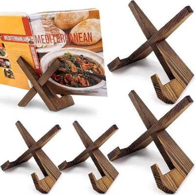 Produktbild von Famanu Bücherständer Holz - Kochbuchhalter 166 cm - Küchen Tablet Halter - Vintage Dekoration