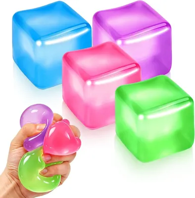 Produktbild von 4er Set Stress Cube Squishy Langsam Steigend Fidget Toy Würfel Stressabbau für Erwachsene Kinder Dehnbar Sensorik Geschenk Büro Schule Prüfung