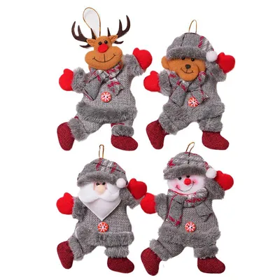 Produktbild von Heikoeco® Weihnachten Deko, Niedliche Weihnachts-Anhänger aus Filz und Strickstoff, 18 cm, Ideal für Weihnachtsbaum, Fensterdeko und Geschenke, 4 Desi