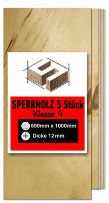 Produktbild von Rechteckige Birkensperrholzplatten zum Basteln und Bemalen – Lasergravur, CNC-Fräsen, Modellbau, Laubsägearbeiten, Brandmalerei und Decoupage – Klasse 4 – 50 × 100 cm (500 × 1000 mm) – 12 mm – 5 Stück