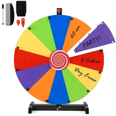 Produktbild von KOMFOTTEU 60 cm Glücksrad mit Fächern, Preisrad-Spinner mit Ständer