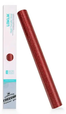 Image de LOKLiK Vinyle de transfert thermique pailleté 30,5 x 90 cm - Rouge / 30,5 x 90 cm