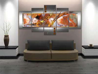 Image de Tableau acoustique Abstrait 200x100 cm Tableaux Absorbant acoustique haute performance Non-tissé Toile Isolation acoustique 5 pcs. Tableau mural Acoustique intérieure Isolation acoustique 020101-173