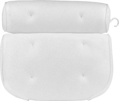 Produktbild von QUVIO Badekissen mit Haken - Badekissen für die Badewanne - Nackenkissen Bad - Kopfstütze Bad - Badekissen - 31 x 35 x 8 cm