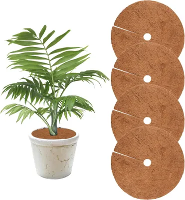 Produktbild von Kokos-Mulchscheibe, 4 Stück Kokosscheibe, 30cm Kokosmatte Kübelabdeckung, Winterschutz Pflanzenschutzmatte Rund für Pflanzen, Bäume Frostschutz Kälteschutz