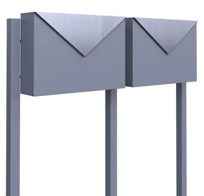 Produktbild von Briefkastenanlage Letter for Two in Grau Metallic mit Edelstahlklappe