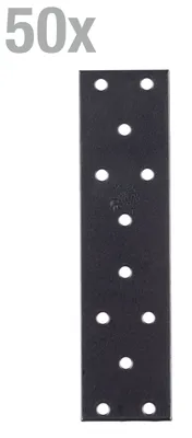 Produktbild von Alberts 50 x Lochplatten 155 x 40 x 2 mm – schwarz, kunststoffbeschichtet & verzinkt