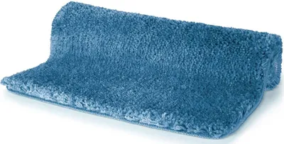 Produktbild von Spirella Badteppich Badematte Duschvorleger Mikrofaser Hochflor | flauschig | rutschhemmend | geeignet für Fußbodenheizung | 80x150 cm | Blau