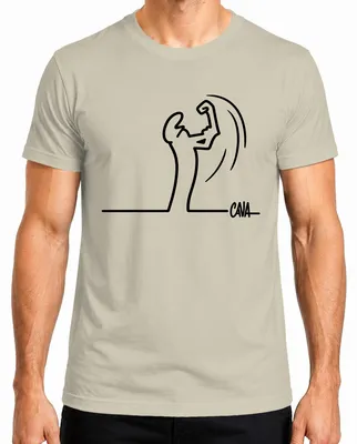 Zdjęcie produktu dla T-shirt męski "La Linea Balum Strichmännchen" autorstwa Osvaldo Cavandoli, grafika, kolor: naturalny, rozmiar: M