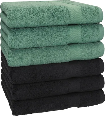Produktbild von Betz Premium Handtuch Set 6-teilig – 6× Handtücher 50×100 cm, 100% Baumwolle 470 g/m², weich & saugstark, ® Farbe tannengrün/Graphit
