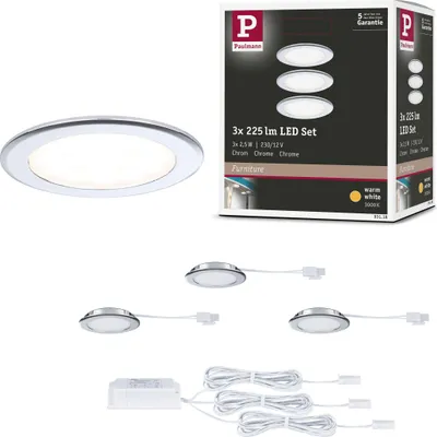 Image de Paulmann LED lampes à encastrer pour meubles, set de 3 pièces