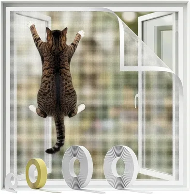Obrázok produktu pre Mačacia sieť 150 cm, ochrana proti hmyzu, vystužená, bez vŕtania, na balkón