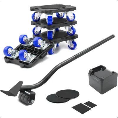 Produktbild von Moeve 9-teilige Möbel Transportrollen Set, Möbel Gleitsystem mit Lastenheber, Möbeltransport Set mit Möbelrollen bis 700KG und 360 Grad drehbar Rads