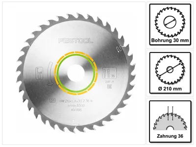 Productafbeelding van Festool universeel zaagblad W36 210 x 2,4 x 30 mm ( 493198 ) voor dompelsaw TS 75