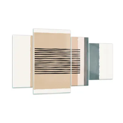 Produktbild von Bilder auf glas - 4 Teile - Abstraktion Grafik Linien - 120x70cm - Glasbilder - Wandbilder - Bilder - zum Aufhängen bereit - Wanddekoration aus Glas - Glas Bilder - Wandbild auf Glas - GDL120x70-5034