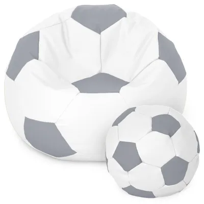 Produktbild von Fußball Sessel mit Füllung EPS Perlen Sitzsack Beanbag Sitzkissen 80cm Weiß und Grau Sitzkissen Kissen Sitzsäcke Wohnzimmer Sitzsackbezug Gamer
