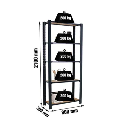 Produktbild von Simonrack Schwerlastregal OFFICLICK 5 8425437127717 anthrazit, braun 80,0 x 30,0 x 210,0 cm