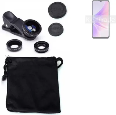Produktbild von K-S-Trade Smartphone Kamera Linsen Set Kompatibel mit Oppo K10 5G India 3in1 Clip-On Kamera Adapter Macro Weitwinkel FishEye Fischauge Objektiv Linse
