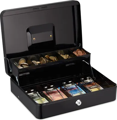 Image de Caisse verrouillable pour pièces et billets RD47773, noir