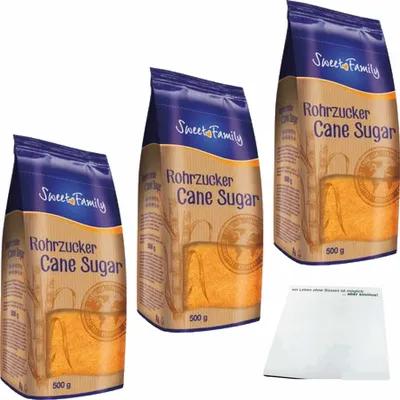 Produktbild von Nordzucker Rohrzucker braun 3er Pack (3x500g Packung) + usy Block