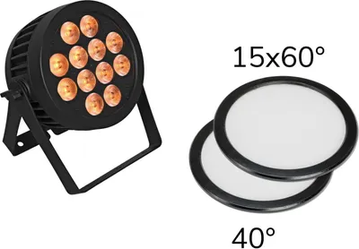 Produktbild von EUROLITE Set LED IP PAR 12x9W SCL Spot + 2x Diffusorscheibe (15x60° und 40°) (20000673)