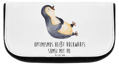 Produktbild von Mr. & Mrs. Panda Kulturbeutel Pinguin Lachen - Weiß - Geschenk, Organizer, Optimismus, Kosmetiktasche, Pinguine, Haha, Lol, klein, kulturtäschchen, Fröhlich