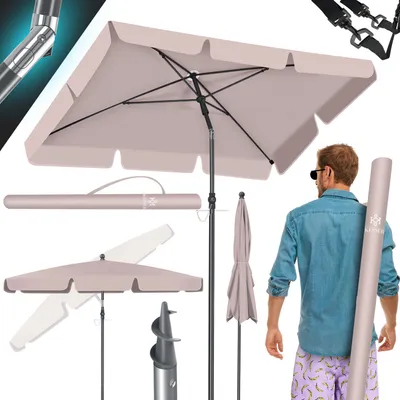 Produktbild von KESSER® Sonnenschirm Rechteckig Inkl. 2in1 Abdeckung & Transporttasche Gartenschirm Terrassenschirm | Schirm 200 × 125cm für Balkon Garten & Terrasse | Neigungswinkel und Höhe verstellbar