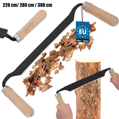 Image de KOTARBAU® Ecorceur de Dois Couteau de Tirage Acier Carbone 220 mm Noir Outil de Travail du Bois Manche Ergonomique Couteau à Tirage Droit Résistant