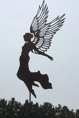 Produktbild von Engel Aurelie große Flügel Höhe 85 cm + Stab Gartenstecker Edelrost Rost rostige Gartendekoration