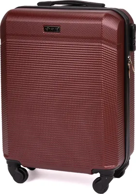 A studio shot of a burgundy suitcase.
